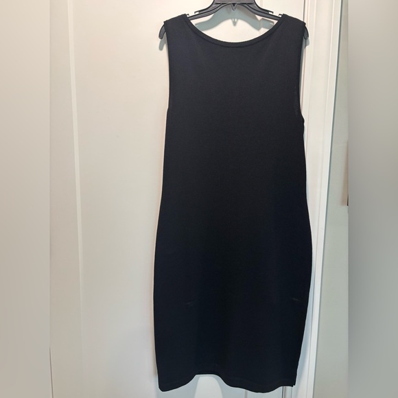St. John Basics Milano Knit Wool Black Hi-Neck Zip Back Sheath Dress 16 - Picture 1 of 5